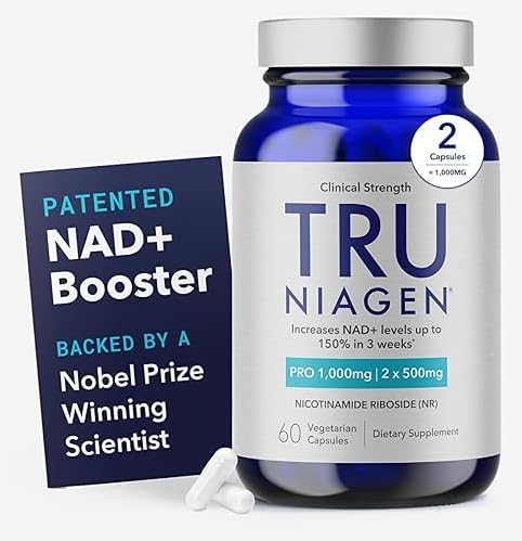 TRU NIAGEN Patented NAD+ Supplement | Nicotinamide Riboside (NR) | 30-1000mg Servings (2x500mg, Take 2 Daily)