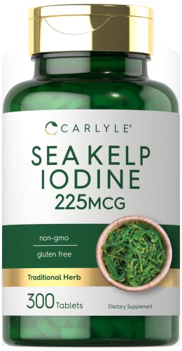 Sea Kelp Iodine Supplement | 225mcg | 300 Tablets | Non-GMO, Gluten Free | Traditional 