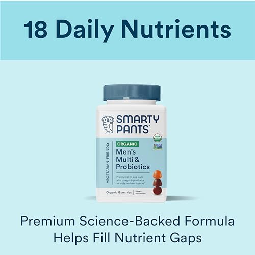 SmartyPants Multivitamin for Men, Organic Gummies: Probiotics, CoQ10, Methylfolate