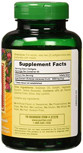 Puritan's Pride Triple Strength Acai 3000 MG, 120 Count