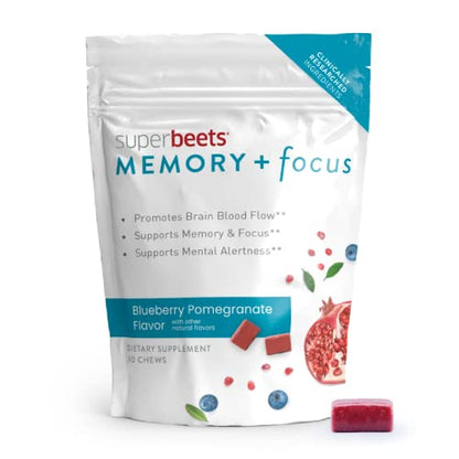 humanN SuperBeets Memory & Focus Brain Supplement Chews – Mental Alertness 