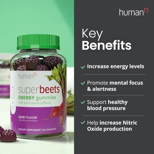 humanN SuperBeets Energy Gummies - Quick Energy & Mental Focus - Help Increase