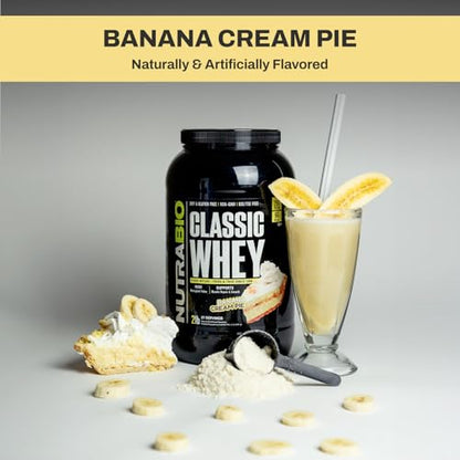 NutraBio Classic Whey Protein Powder- 25G Protein Per Scoop - Full-Spectrum Amino