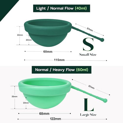 SHORDY Reusable Menstrual Disc Set of 2 (Small & Large), 100% Medical-Grade Silicone, Flexible