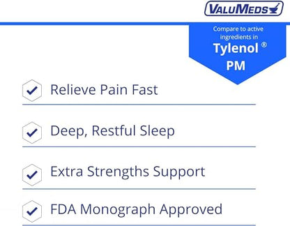 ValuMeds PM Pain Reliever and Nighttime Sleep Aid (375 Count) Acetaminophen 500mg