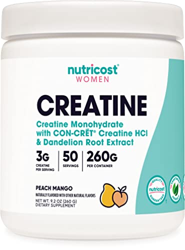 Nutricost Creatine Monohydrate Powder for Women, Micronized, Peach Mango Flavor