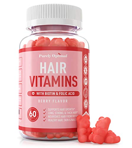 Premium Hair Vitamins Supplement-Gummy Vitamins w/Biotin, Folic Acid, Vitamins A&D