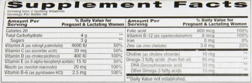 Vitafusion Prenatal DHA and Folic Acid Gummy Vitamins, 180 Count- Assorted Flavors May Vary