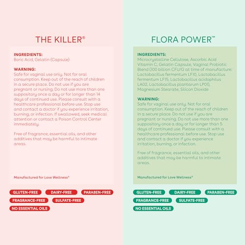 Love Wellness Womens Vaginal Suppository Duo, The Killer & Flora Power