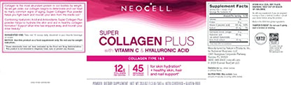 NeoCell Super Collagen Powder, Collagen Plus includes Vitamin C & Hyaluronic Acid