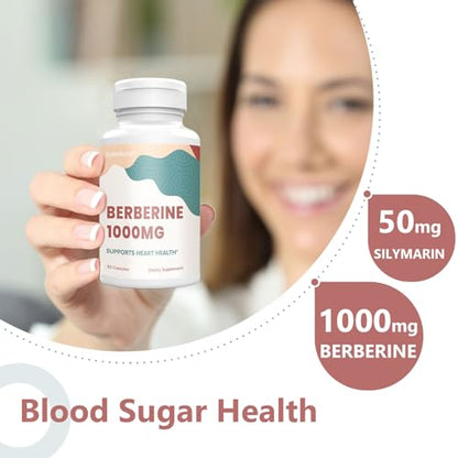 KoNefancy Berberine HCL Supplement 1000mg, High Absorption Berberine Plus Vegan Cap
