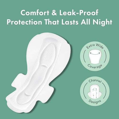 Rael Pads for Women, Organic Cotton Cover - Period Pads with Wings, Feminine Care, Sanitary Napkins