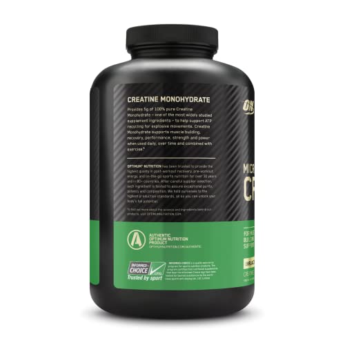 Optimum Nutrition Micronized Creatine Monohydrate Powder, Unflavored, Keto Friendly