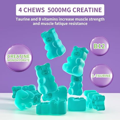 Novomins Creatine Monohydrate Gummies 5000mg for Men & Women, Chewables Creatine
