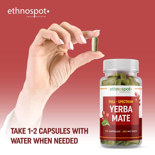 Full Spectrum Yerba Mate Capsules - Boosts Energy & Mental Focus - Supports Health
