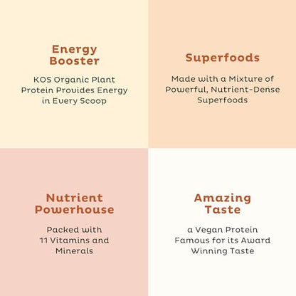 KOS Organic Vegan Protein Powder with 50mg Caffeine, Salted Caramel Coffee
