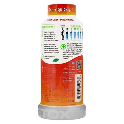 Herbal Clean Same-Day Premium Detox Liquid Drink, Strawberry Mango Flavor, 16 Fl Oz