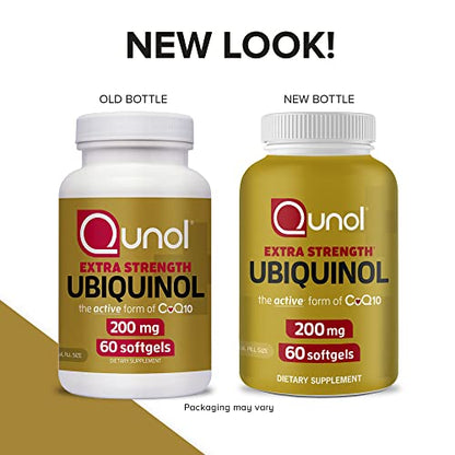 Qunol Ubiquinol CoQ10 200mg Softgels, Powerful Antioxidant for Heart and Vascular