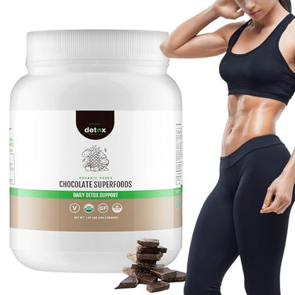 Detox Organics Chocolate Superfood Powder, Detox Cleanse for your Body, Bloating Relief
