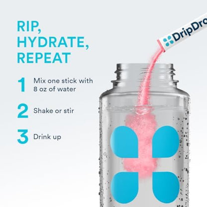 DripDrop Hydration Sugar Free Electrolyte Packets, Variety Pack, 64 Count | Lemon Lime, Watermelon, Peach, Passion Fruit, Cherry Limeade, Citrus, Orange, Strawberry Lemonade; Zero Sugar; Single Serve