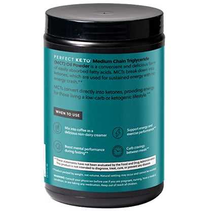 Perfect Keto MCT Oil Powder, Medium Chain Triglycerides, Ketogenic Non-Dairy Coffee