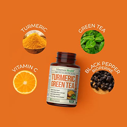 Green Tea Extract Capsules - Green Tea Supplement with Organic Turmeric Curcumin