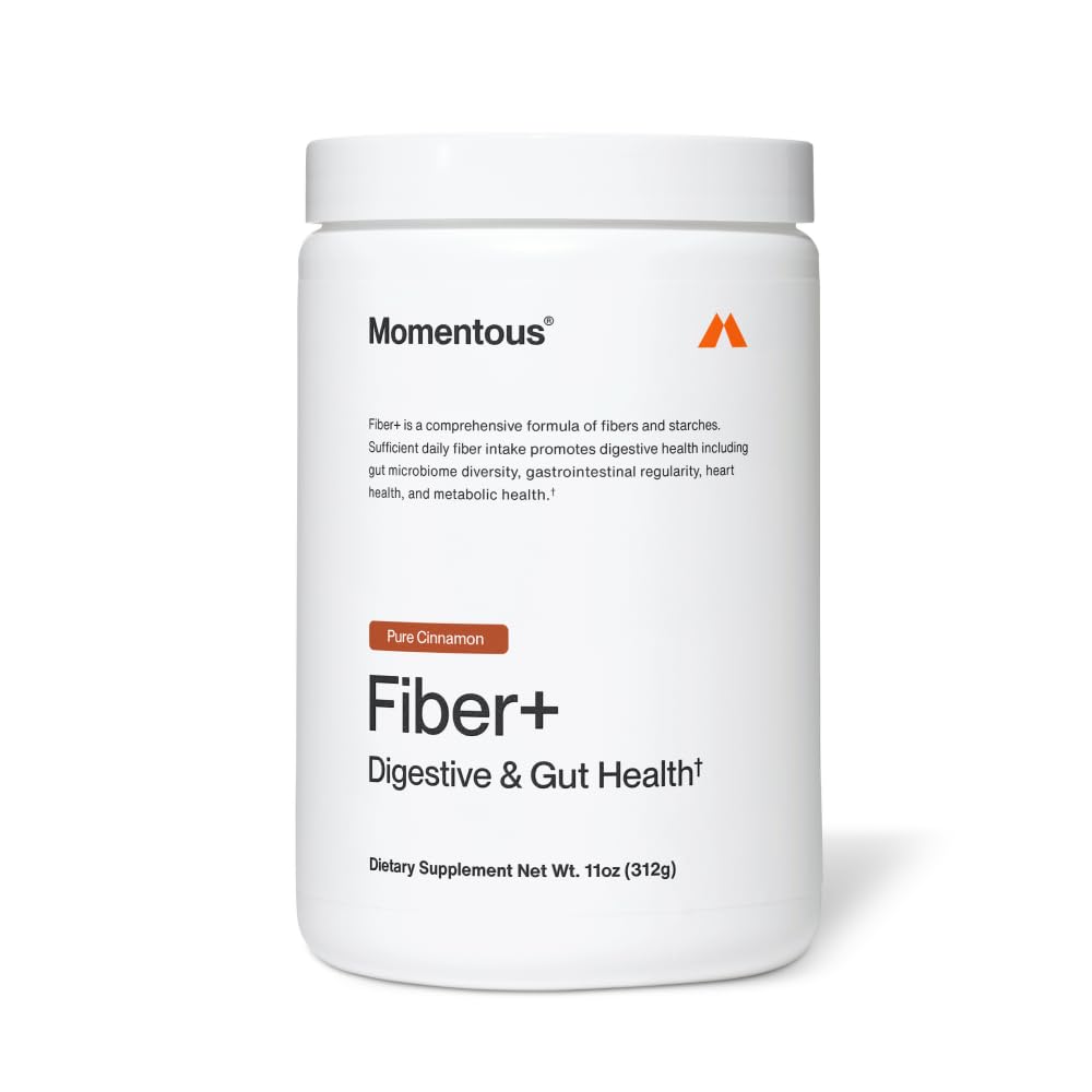 Momentous Fiber+ - Daily Multi-Source Fiber Psyllium Husk Powder - Soluble & Insoluble Prebiotic Blend to Support Nutrient Absorption - NSF Certified for Sport - 30 Servings - Unflavored
