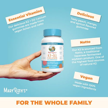 MaryRuth Organics Calcium with Vitamin D & Vitamin K2, 2 Month Supply, Calcium