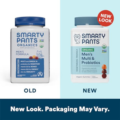 SmartyPants Multivitamin for Men, Organic Gummies: Probiotics, CoQ10, Methylfolate