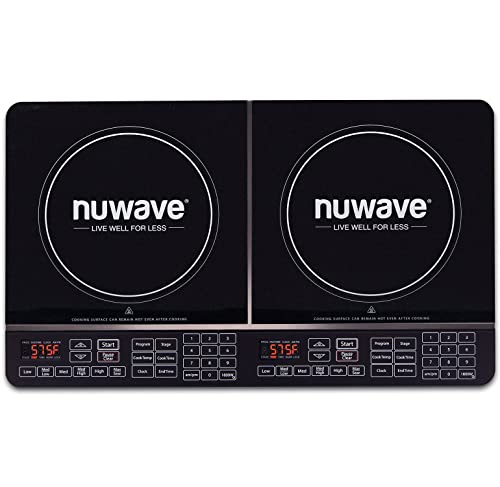 Nuwave Double Induction Cooktop, Powerful 1800W, 2 Large 8” Heating Coils & Healthy