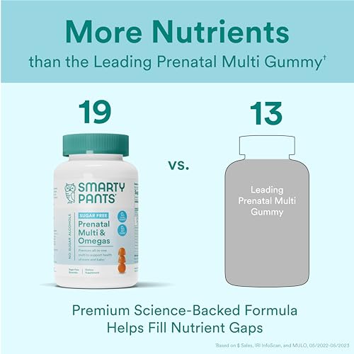 SmartyPants Prenatal Vitamins for Women, Sugar Free Multivitamin Gummies