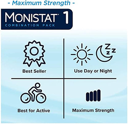 Monistat 1-Day | Day or Night Combination | Yeast Infection Treatment, Prefilled, 1 Pack