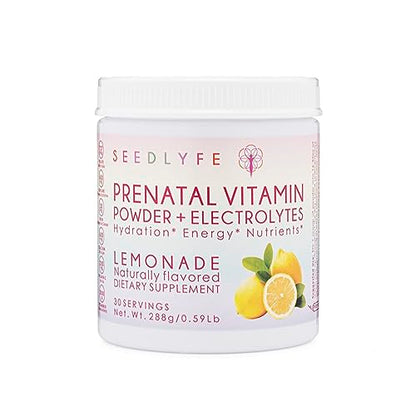 SEEDLYFE Prenatal Vitamin Powder with Electrolytes – Choline, Folate, Iron, D3