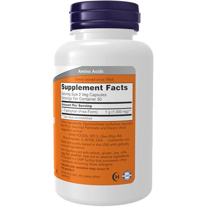 NOW Supplements, L-Tryptophan 500 mg, Encourages Positive Mood*, Supports Relaxation