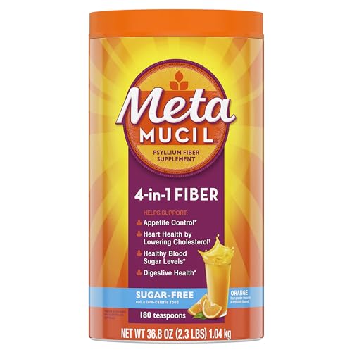 Metamucil, Daily Psyllium Husk Powder Supplement, Sugar-Free Powder, 4-in-1 Fiber 