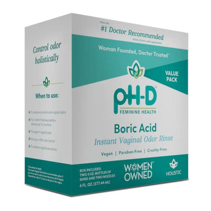 pH-D Feminine Health - Instant Odor Rinse with Boric Acid for Vaginal Odor - Vegan, Paraben-Free
