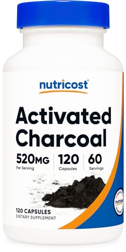 Nutricost Activated Charcoal 520mg, 120 Capsules - Premium Powder, Non-GMO & Gluten