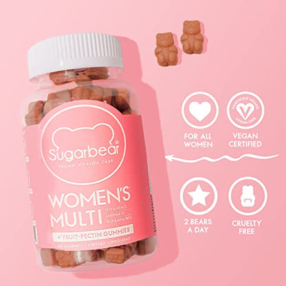 Sugarbear Women's MultiVitamin Gummies, Vegan Collagen Booster Blend with Glutathion