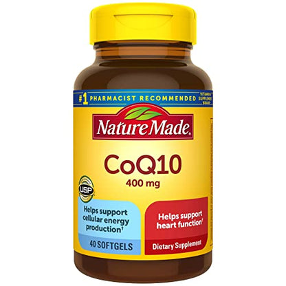 Nature Made CoQ10 400mg, Dietary Supplement for Heart Health Support, 40 Softgels