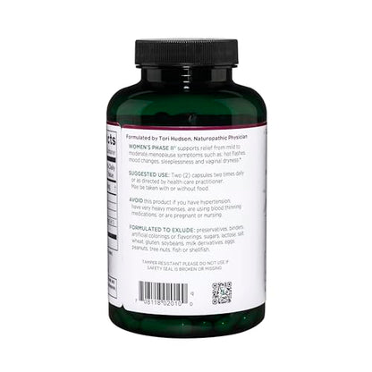 Vitanica Women's Phase II, Menopause Support, Vegan, 180 Capsules