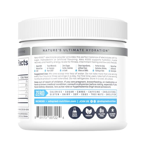 Hi-Lyte Keto K1000 Electrolyte Powder | Unflavored | Hydration Supplement Drink Mix