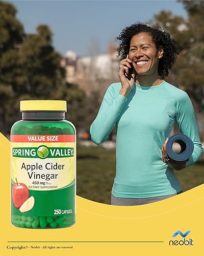 Spring Valley Apple Cider Vinegar 450mg, Value Size 250 Capsules, Dietary Supplement