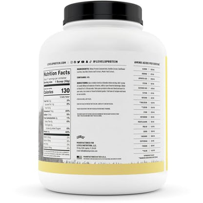 Levels Grass Fed 100% Whey Protein, No Hormones, Vanilla Bean, 5LB