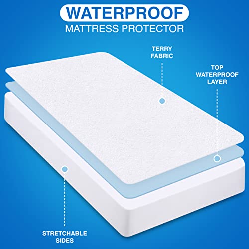 Utopia Bedding Waterproof Mattress Protector Twin Size, Premium Terry Mattress Cover