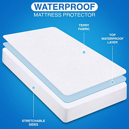 Utopia Bedding Waterproof Mattress Protector Twin Size, Premium Terry Mattress Cover