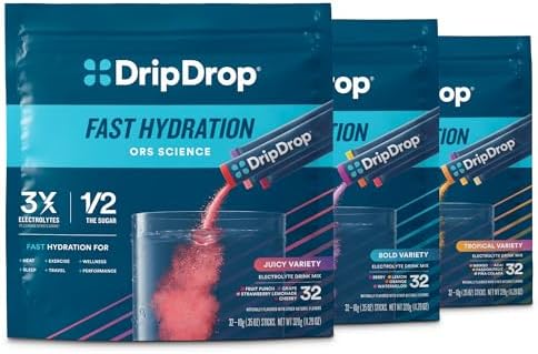 DripDrop Hydration Variety Pack Bundle Electrolyte Packets, 96 Count | Piña Colada, Mango, Açaí, Passion Fruit, Watermelon, Berry, Lemon, Orange, Fruit Punch, Grape, Strawberry Lemonade, Cherry