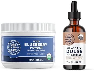 Vimergy Wild Blueberry Powder (120g) & Atlantic Dulse Liquid (55mL) Bundle