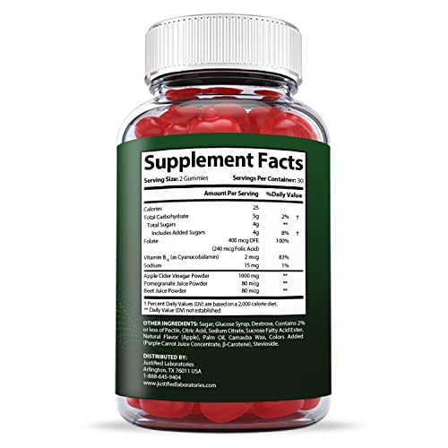 Justified Laboratories ACV for Health Keto ACV Gummies 1000MG with Pomegranate Juice