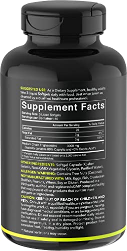 Sports Research Keto MCT Oil Capsules derived from Coconut Oil | Keto Fuel for The Brain