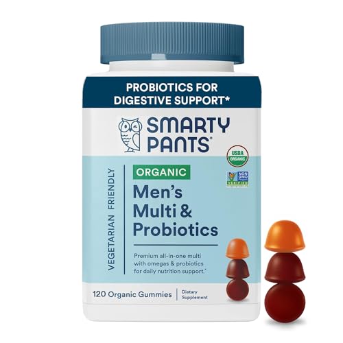 SmartyPants Multivitamin for Men, Organic Gummies: Probiotics, CoQ10, Methylfolate